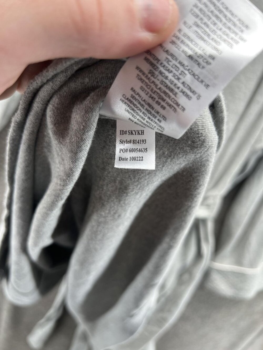 Lauren Ralph Lauren Kimono Robe Womens XL Gray Cotton Jersey Belted Logo Lounge - Picture 3 of 10